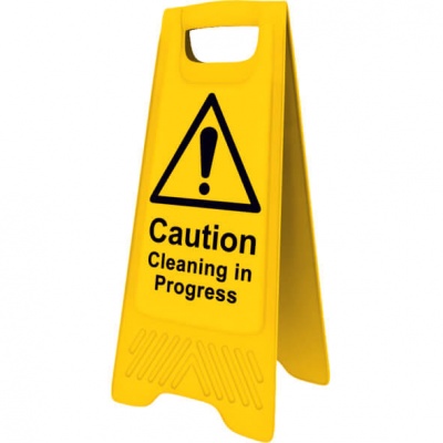 Cleaning In Progress Yellow Warning Sign