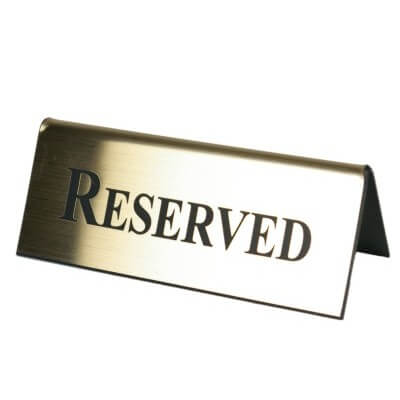 Brass Effect Reserved Acrylic Signs - Set of 5