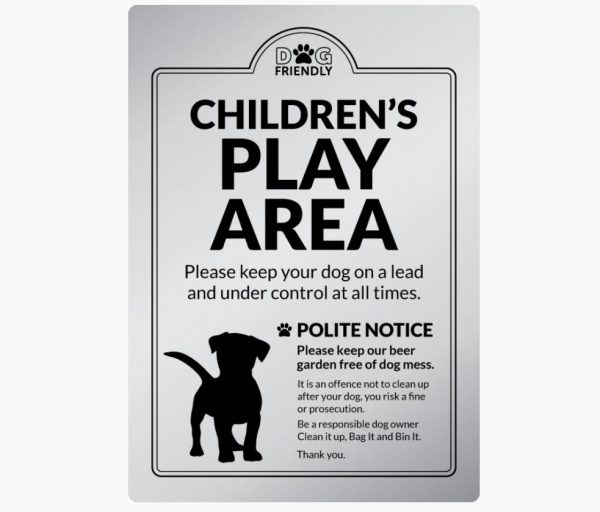 Children's Play Area Keep Dogs on a Lead Sign - Silver