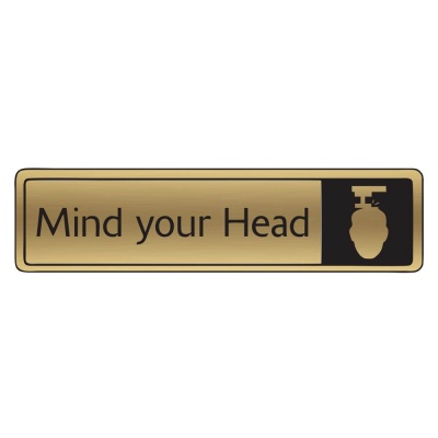 Brushed Gold Mind Your Head Signs