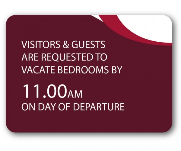 Visitor & Guest Time to Vacate Sign