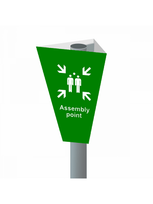 3 Sided  Fire/Evacuation Assembly Point Sign for Posts