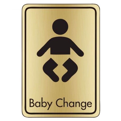 Brushed Gold Baby Change Toilet Signs