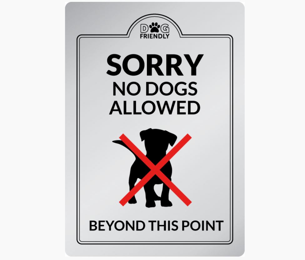 Sorry No Dogs Allowed Beyond this Point Sign - Silver