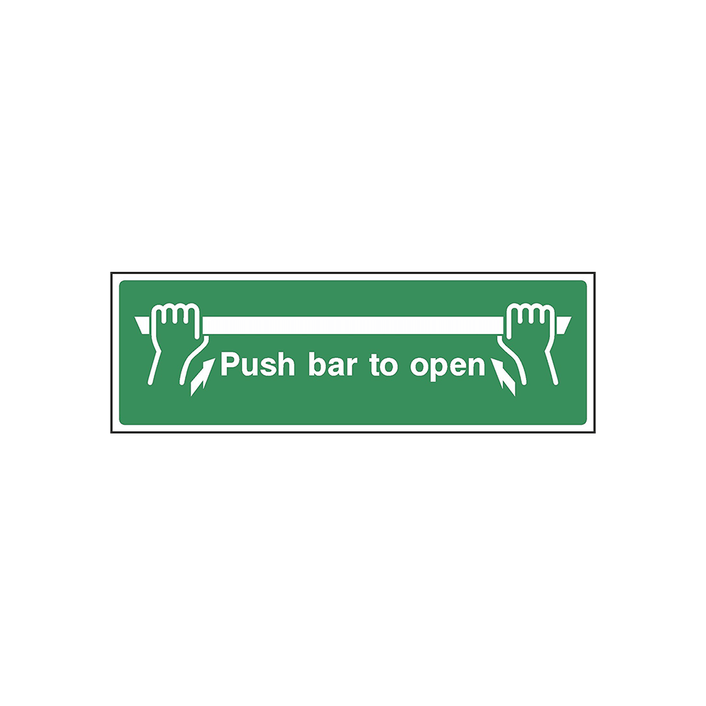 Push Bar To Open - Emergency Escape Signs Self Adhesive - Braccio.co.uk