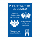 Please Wait To Be Seated Hospitality Guidelines Sign