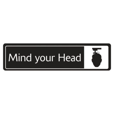 White on Black Aluminium Mind Your Head Signs